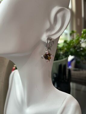 Judith Ripka 925 bezel set faceted madeira citrine + Cz accents on braid